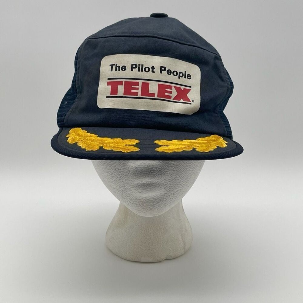 Telex The Pilot People Trucker Hat Men's Adjustable Navy Blue 5 Panel‎ Snapback